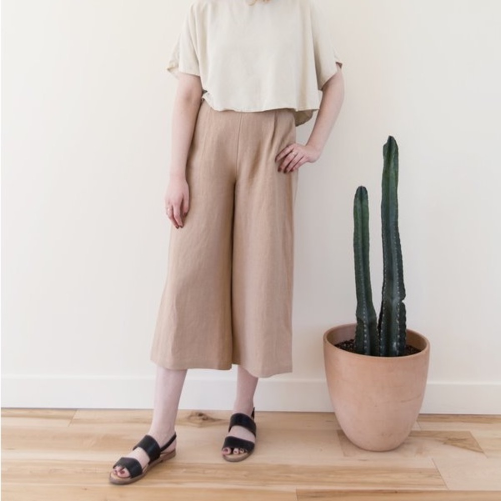 Wide leg linen pants